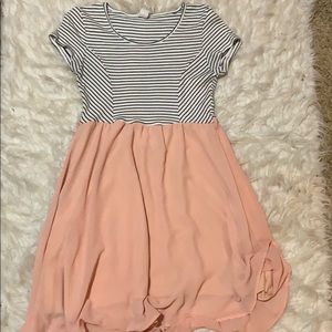 stripe and peach skater dress